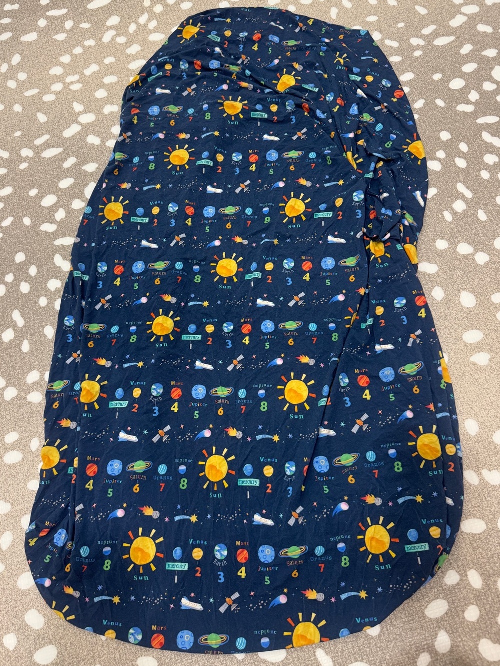 Little Sleepies bamboo crib fitted sheet solar explorers space planets lunaluxe